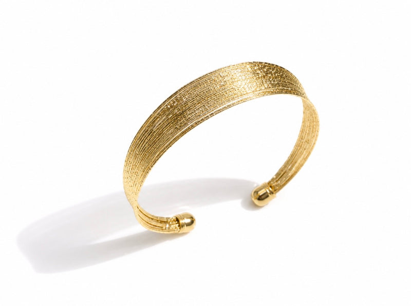 Solmare Golden Mesh Cuff Bangle | 316L Stainless Steel | 18K PVD Gold-Plated | 3-Year Warranty