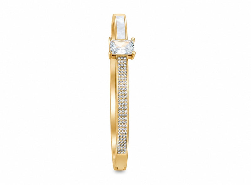 Solmare Aurora Solitaire Bangle | 316L Stainless Steel | 18K PVD Gold-Plated | 3-Year Warranty