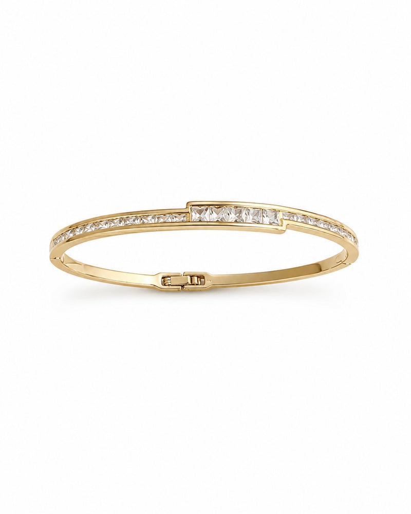 Solmare Crystal Harmony Bangle | 316L Stainless Steel | 18K PVD Gold-Plated | 3-Year Warranty
