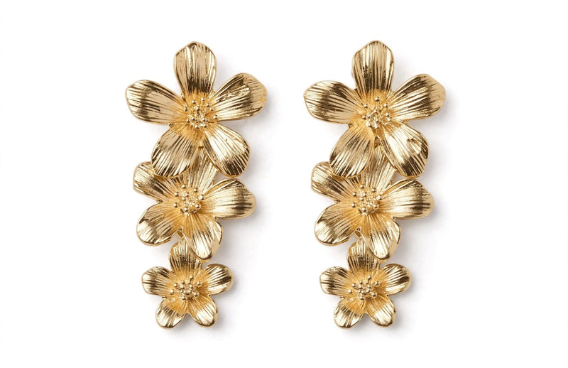 Sol Mare Flora Cascade Earrings | 316L Stainless Steel | 18K Gold PVD | 3-Year Warranty