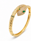 Solmare Emerald Serpent Bangle | 316L Stainless Steel | 18K PVD Gold Plated | 3-Year Warranty
