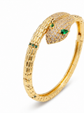 Solmare Emerald Serpent Bangle | 316L Stainless Steel | 18K PVD Gold Plated | 3-Year Warranty