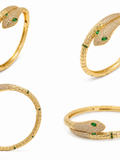 Solmare Emerald Serpent Bangle | 316L Stainless Steel | 18K PVD Gold Plated | 3-Year Warranty