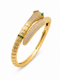 Solmare Emerald Serpent Bangle | 316L Stainless Steel | 18K PVD Gold Plated | 3-Year Warranty