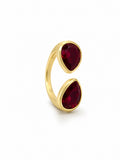 Solmare Ruby Dual Drop Ring | 316L Stainless Steel | 18K PVD Gold-Plated | 3-Year Warranty