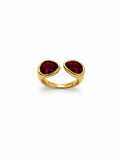 Solmare Ruby Dual Drop Ring | 316L Stainless Steel | 18K PVD Gold-Plated | 3-Year Warranty