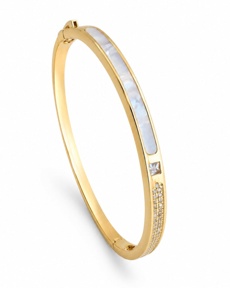Solmare Pearl Essence Bangle | 316L Stainless Steel | 18K PVD Gold-Plated | 3-Year Warranty