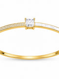 Solmare Aurora Solitaire Bangle | 316L Stainless Steel | 18K PVD Gold-Plated | 3-Year Warranty