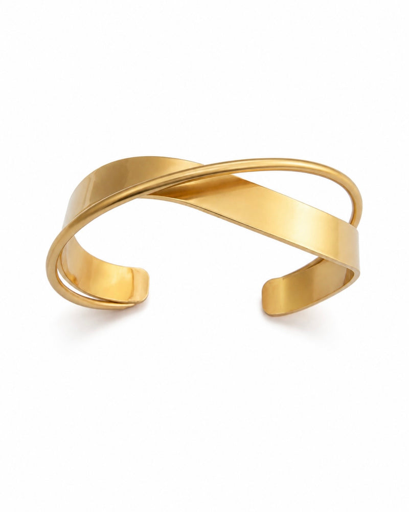 Solmare Infinity Flow Cuff | 316L Stainless Steel | 18K PVD Gold-Plated | 3-Year Warranty
