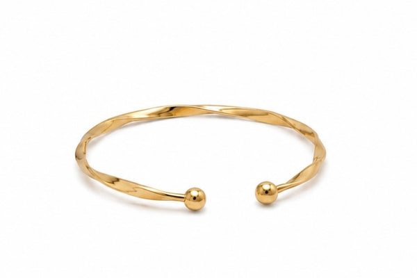 Solmare Twisted Aura Cuff | 316L Stainless Steel | 18K PVD Gold Plated | 3-Year Warranty