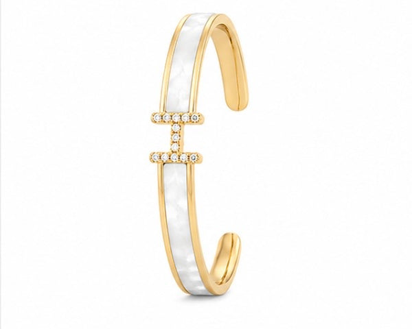 Sol Mare Marbella Pearl Bangle | 316L Stainless Steel | 18K Gold PVD | 3-Year Warranty