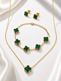 Sol Mare Noir Fleur Set Green | 316L Stainless Steel | 18K Gold PVD | 3-Year Warranty