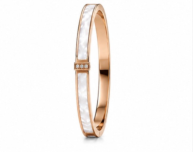 Sol Mare Perla Royale Bangle | 316L Stainless Steel | 18K Rose Gold PVD | 3-Year Warranty