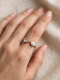 Sol Mare Lumi Dual Drop Ring – Pearl White | 316L Stainless Steel | 18K Gold PVD | 3-Year Warranty