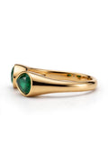 Sol Mare Dual Drop Ring – Emerald Green | 316L Stainless Steel | 18K Gold PVD | 3-Year Warranty