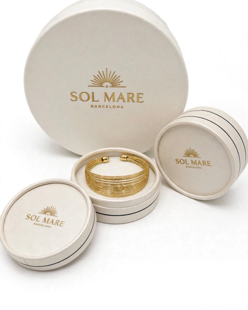 Solmare Golden Mesh Cuff Bangle | 316L Stainless Steel | 18K PVD Gold-Plated | 3-Year Warranty
