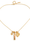 Jingqiao original sweet style 18K gold 316 stainless steel rhinestone daisy heart titanium steel necklace for women, simple and high-end