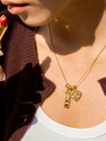Jingqiao original sweet style 18K gold 316 stainless steel rhinestone daisy heart titanium steel necklace for women, simple and high-end